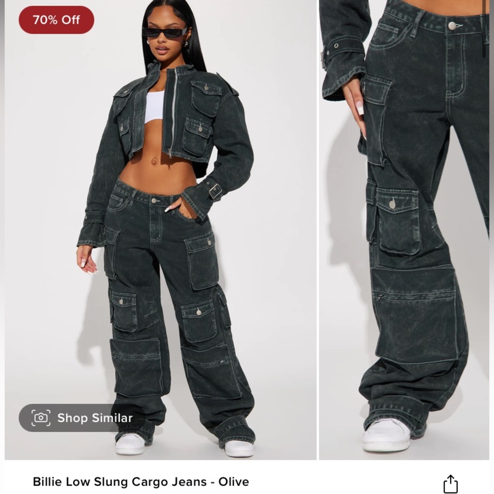 Fashion Nova Billie Low Slung Cargo Jeans